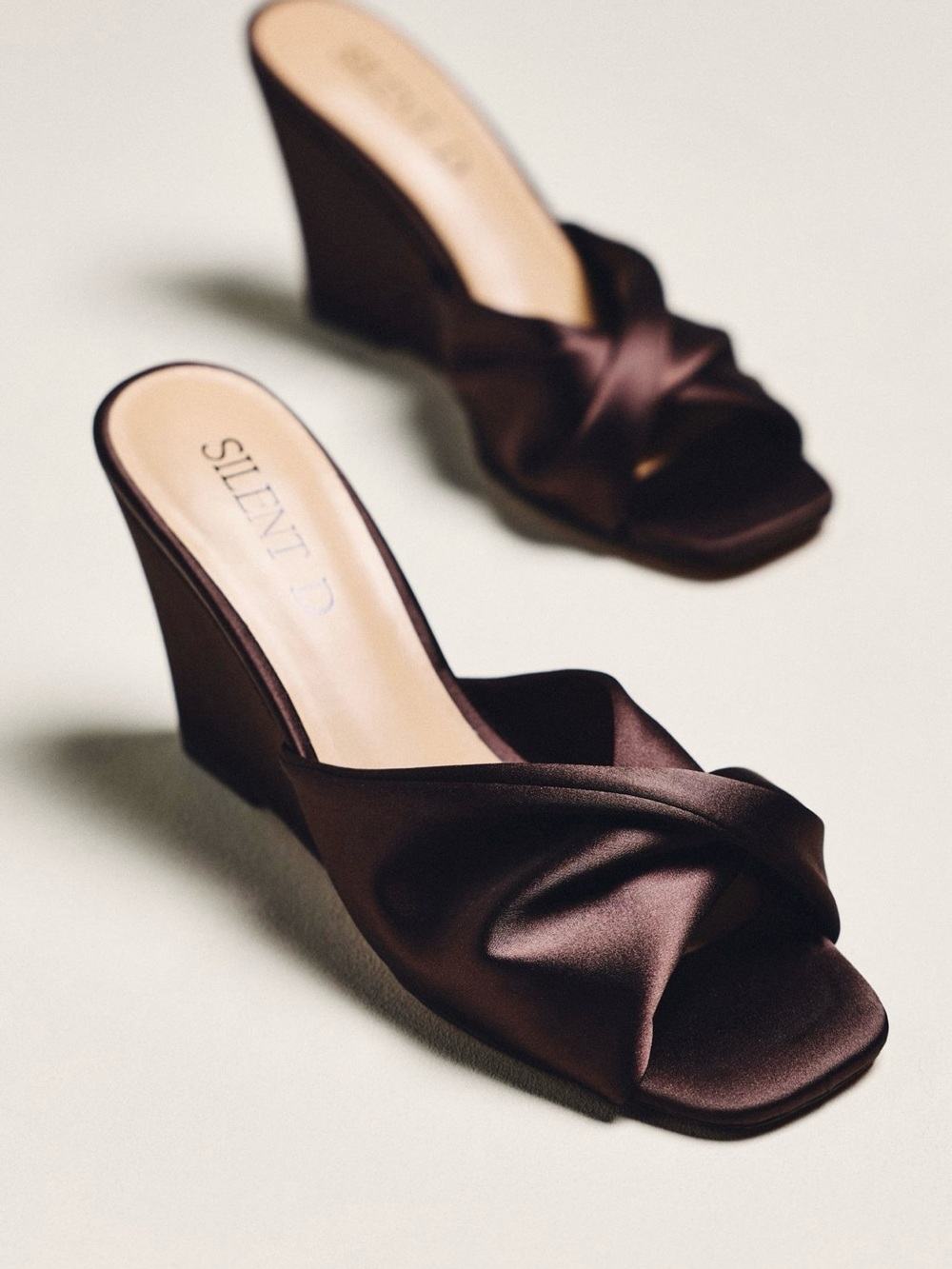 Silent D Chocolate Brown Katia Wedges Satin Sandals Size EU 36 / US 5-5.5 New in